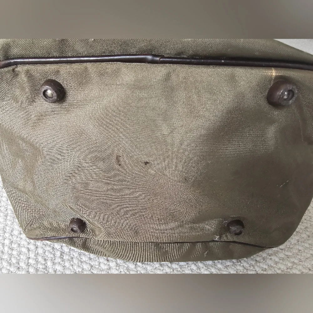 Vintage Samsonite Canvas Shoulder Bag Travel Beige Green 70s